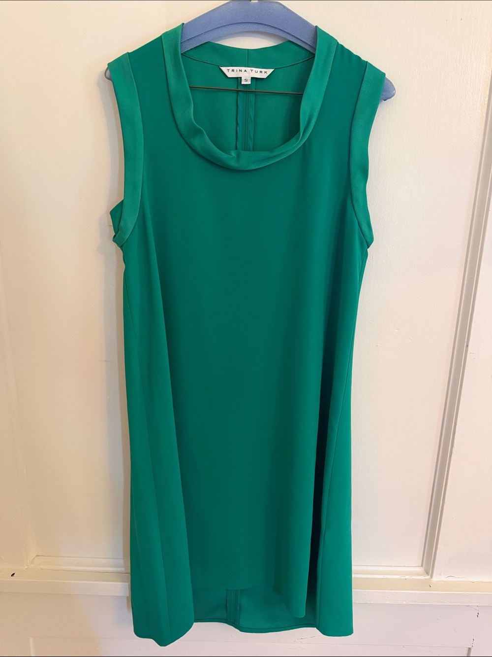 Trina Turk Green Double Rainbow Shift Dress Cowl Neck Size Small